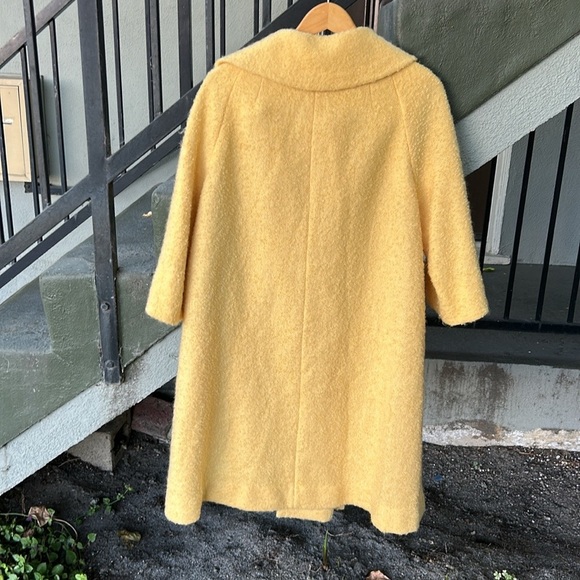Vintage Butter Yellow Wool Trench Coat Riviera  Loomed by Einiger for Betty Rose - Picture 7 of 8